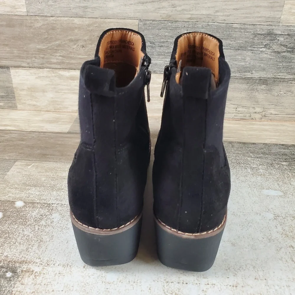 Eurosoft Franchesca Womens Ankle Boot Sz 9.5 M Black Elastic Gore Panel Side Zip